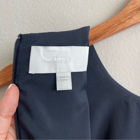 Hugo Boss Navy Wool Knee Length Dress 4P - Picture 11 of 13